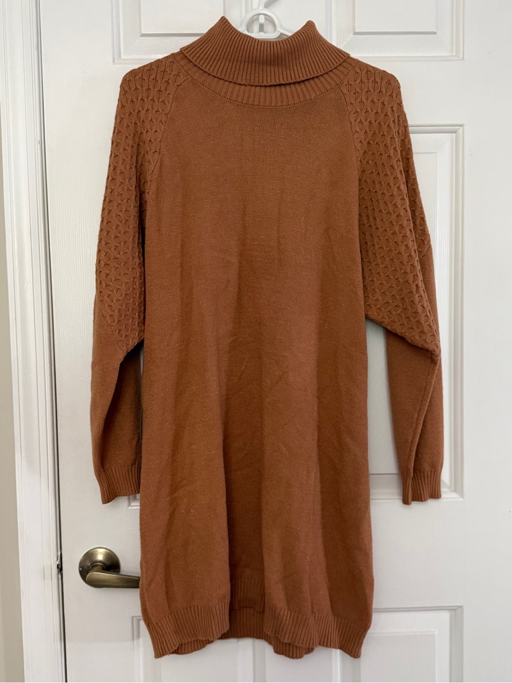 BB Dakota Ribbed Turtleneck Sweater Dress - Camel